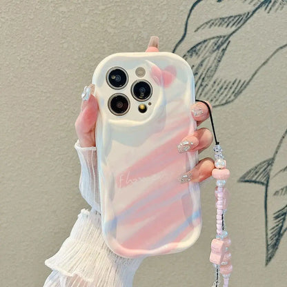 Flower Bracelet Wrist Strap Phone Case for iPhone 16 15 14 13 12 Mini Pro Max XR XS 8 7 Plus SE 2020 2022 – Back Cover with Chain SKAVOORA